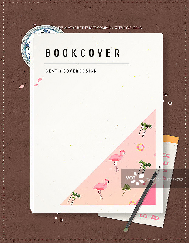 俯视角度书籍封面花卉插画图片素材