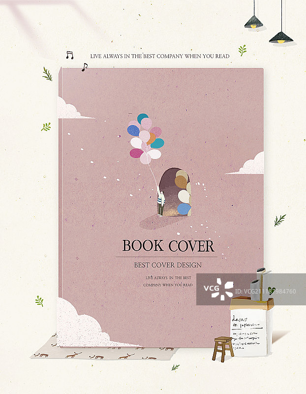 俯视角度书籍封面花卉插画图片素材