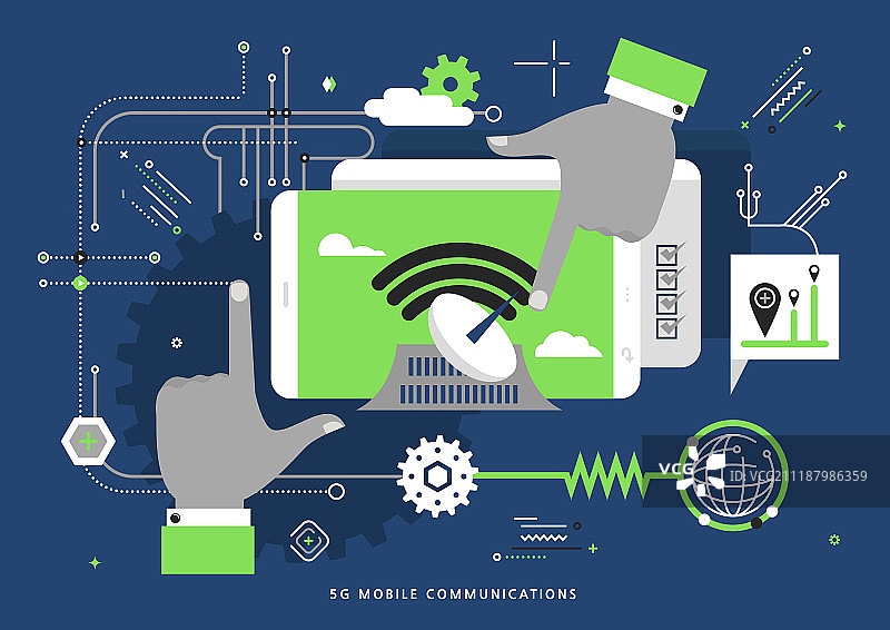 计算机网络（计算机设备），互联网，5G，技术，手机，智能手机，手持设备，天线，Wifi图片素材