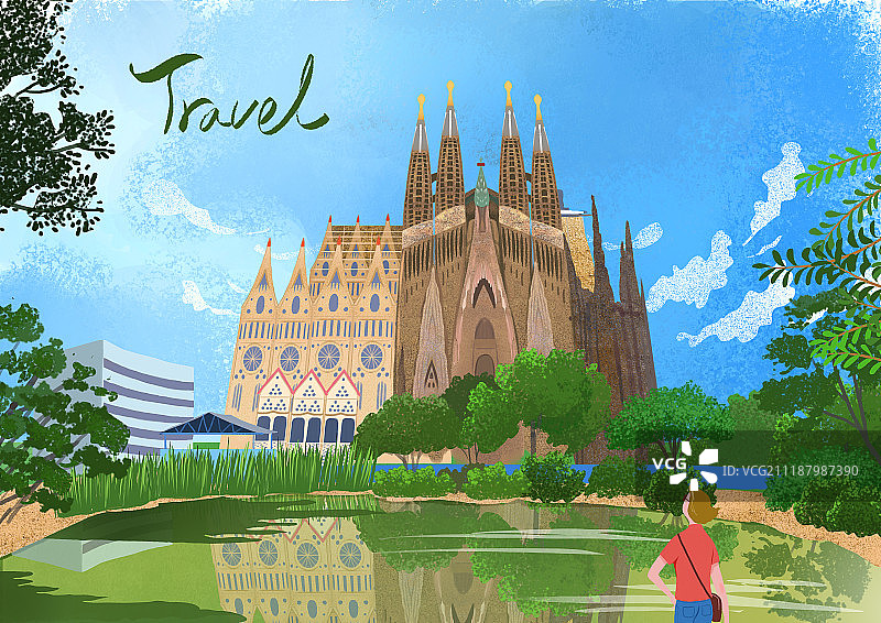 风景，世界旅行，地标，假日，西班牙，城堡，圣家族大教堂图片素材