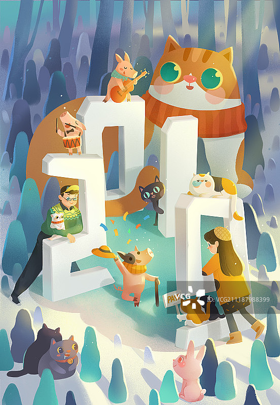 2019一起过猪年竖版图片素材