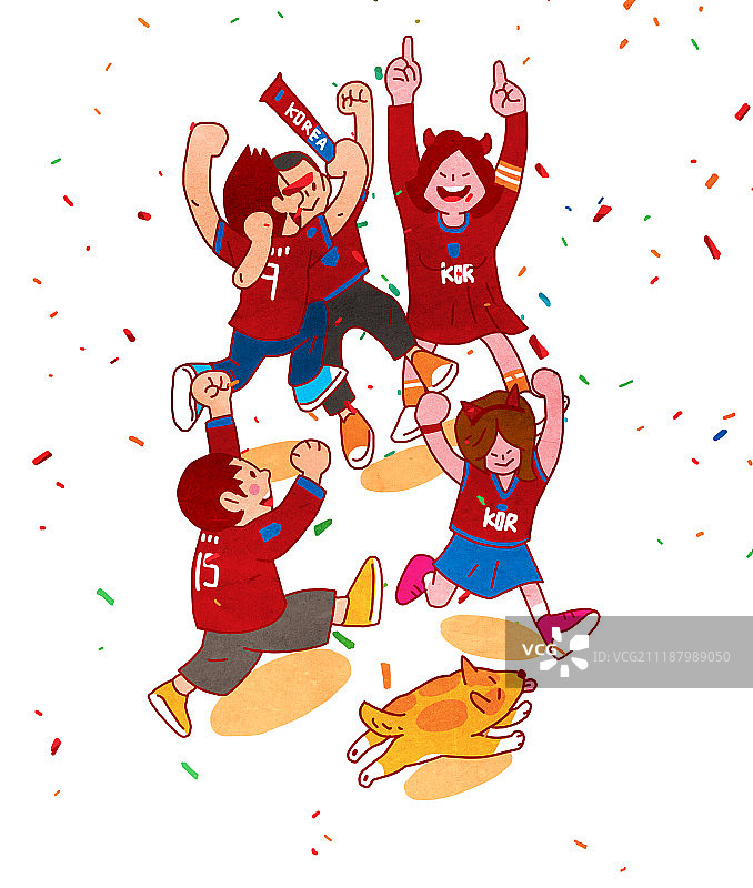欢呼，啦啦队，五彩纸屑，世界杯足球赛（体育赛事），足球，国旗，干杯图片素材