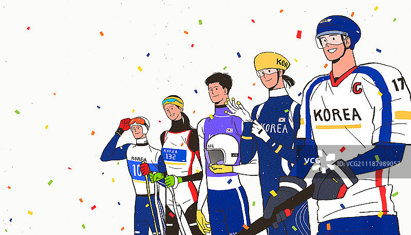 欢呼、彩屑、冬季运动、2018年平昌冬奥会、运动员、国家代表图片素材