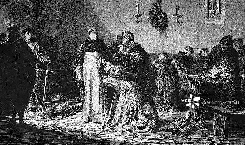 吉罗拉莫·萨沃纳罗拉被捕，1452-1498年，意大利多明我会修士和传教士，意大利，木刻，约1880年图片素材