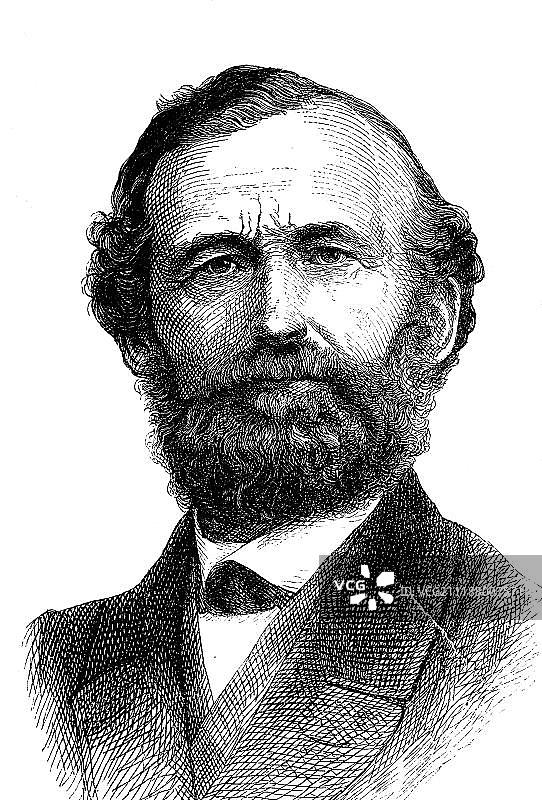 古斯塔夫·海因里希·弗莱赫·冯·比德曼，1789-1862年，德国律师和政治家，庄园主，1880年木刻版画图片素材