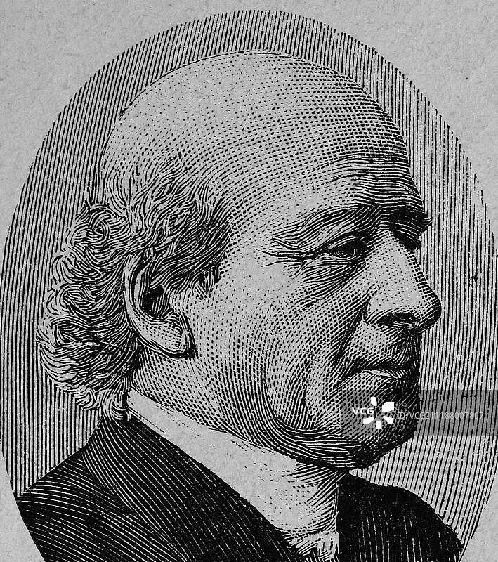 哲学家和出版人鲁道夫·海姆（1821-1901），1880年左右的木刻版画图片素材