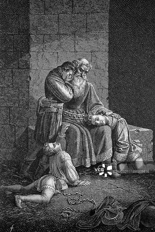 乌戈利诺·德拉·盖拉德斯卡，1220-1289，多诺拉蒂科伯爵，在比萨监狱塔中，欧洲图片素材