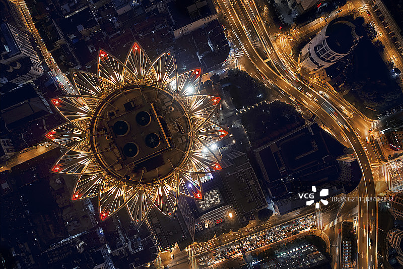 航拍外滩中心夜景图片素材
