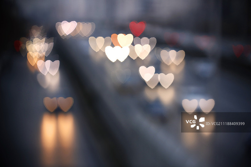 心型都市光斑创意摄影图片素材