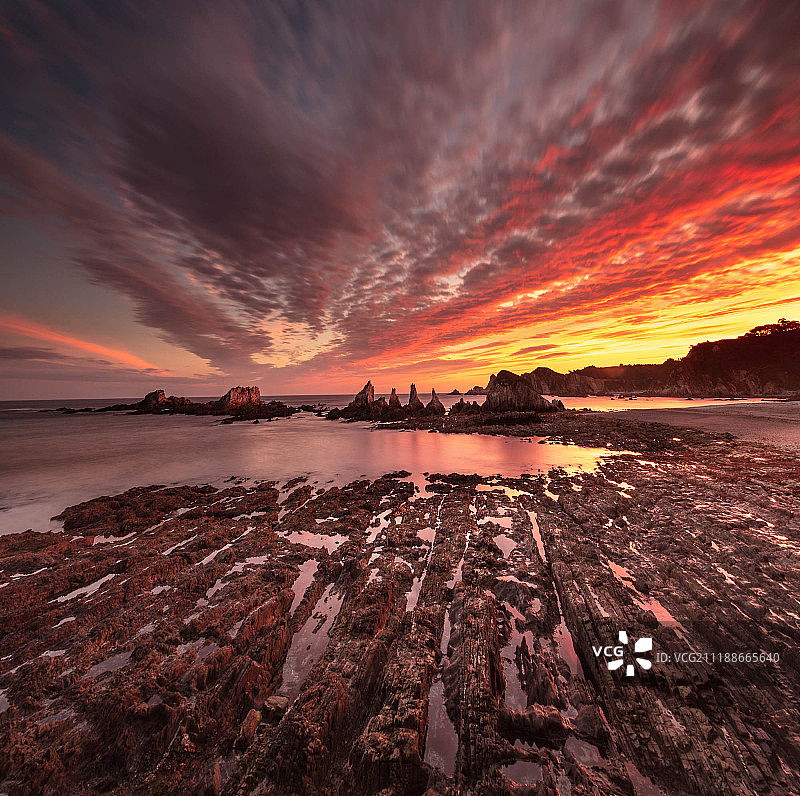 阿斯图里亚斯格伊鲁阿海滩图片素材