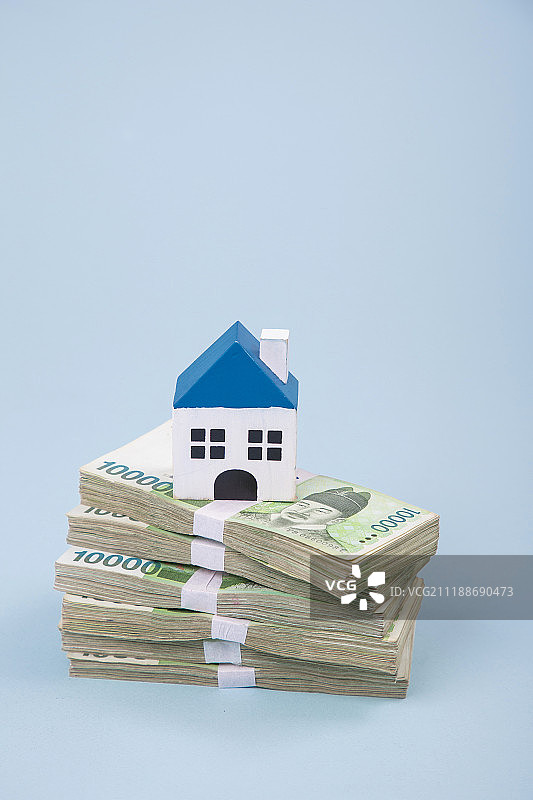 家庭预算概念，家庭预算规划开支和目标储蓄道具照片200图片素材