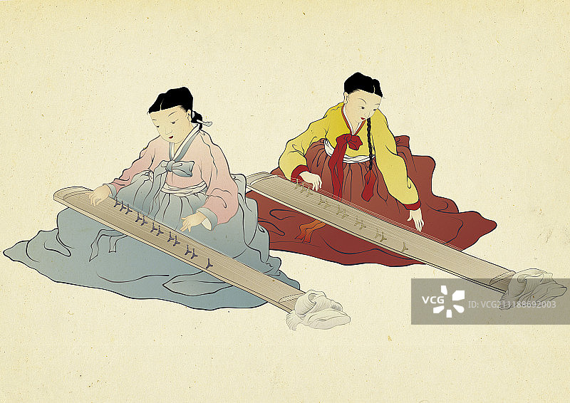 韩国传统风俗画作品图片素材