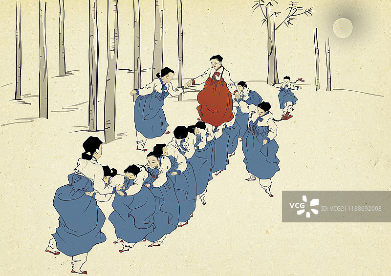 韩国传统风俗画作品图片素材