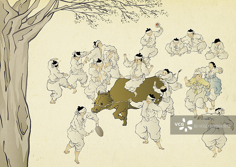 韩国传统风俗画作品图片素材