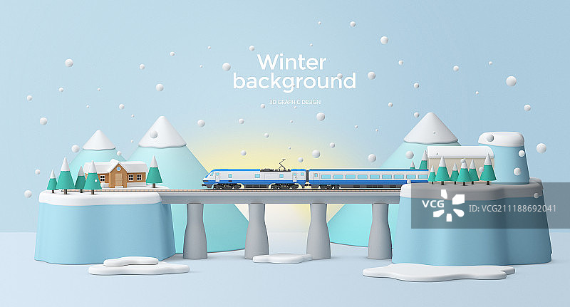 3D渲染冬季简约粉彩色背景009图片素材