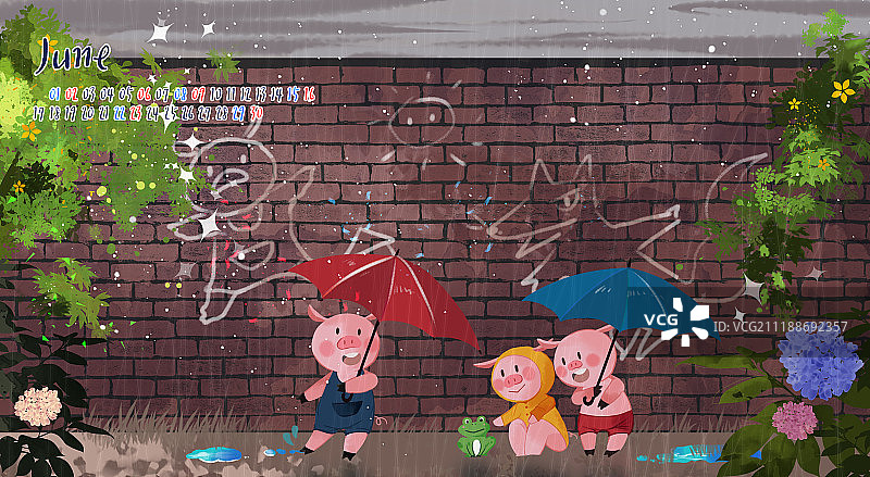 矢量图 - 2019新年小猪日历图片素材