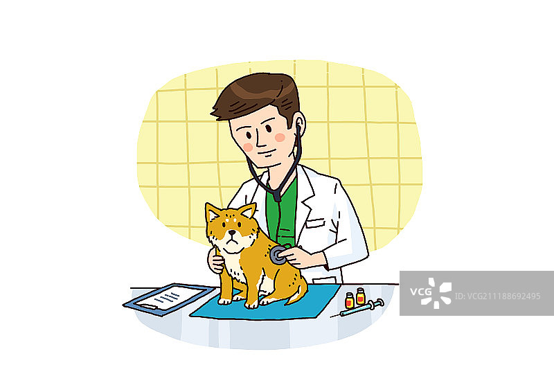 宠物检查和医疗保健矢量插画图片素材