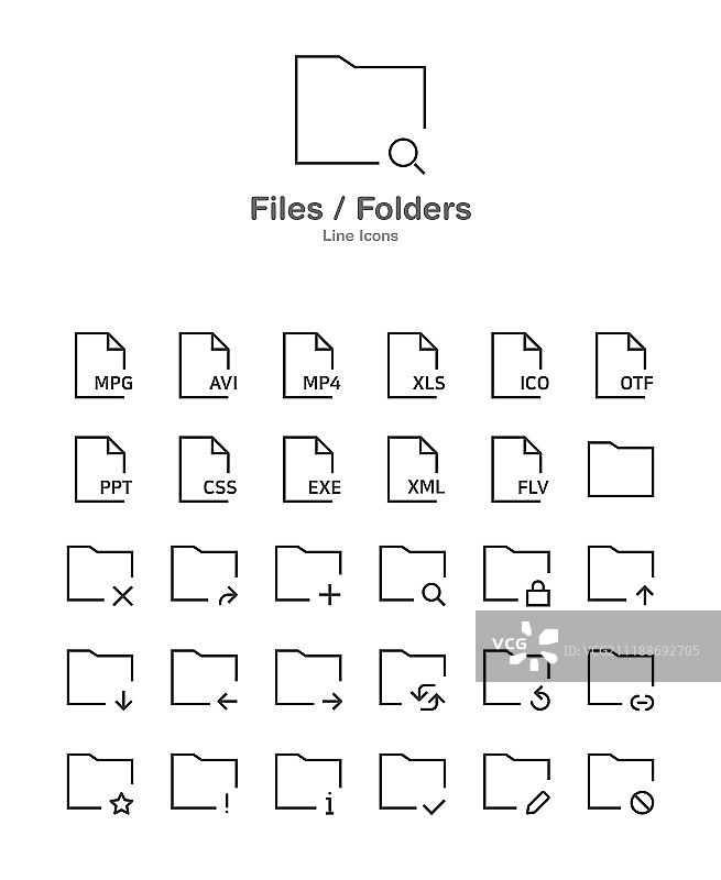 现代Web和移动应用象形图合集：极简扁平线性图标设计图片素材