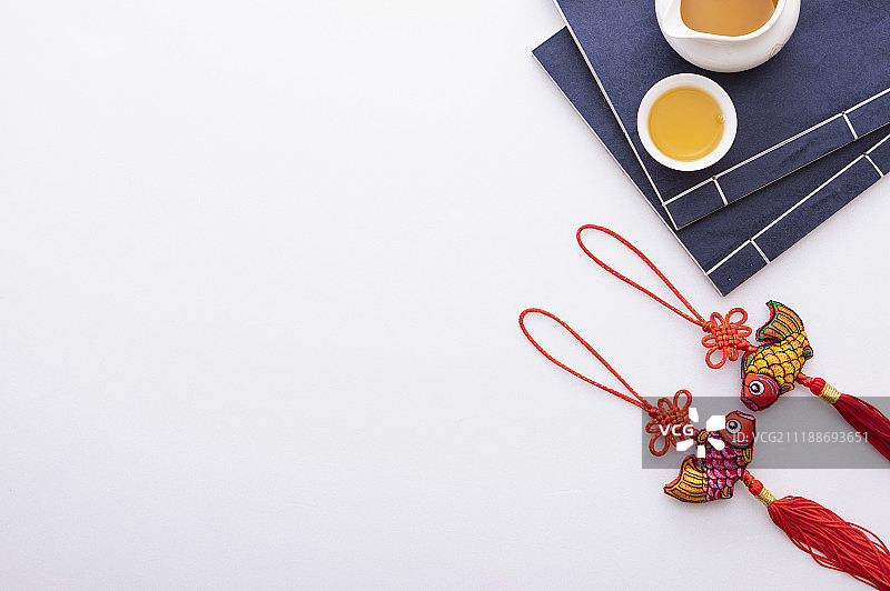 中国结 茶 书本图片素材