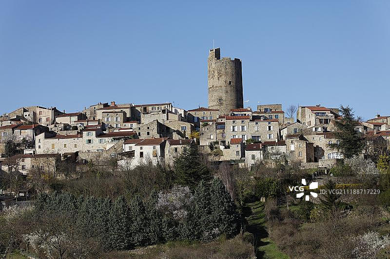 蒙佩鲁村：法国最美村庄，多姆山省阿列河谷图片素材