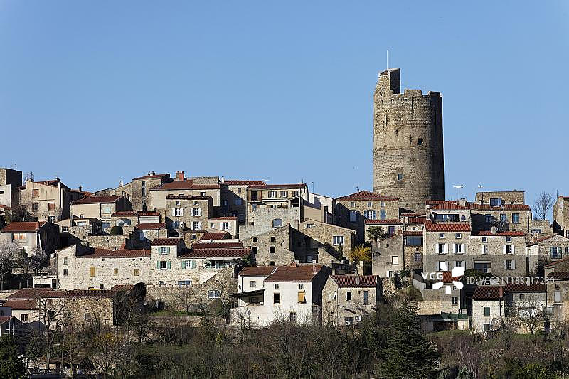 蒙佩鲁村：法国最美村庄，多姆山省阿列河谷图片素材