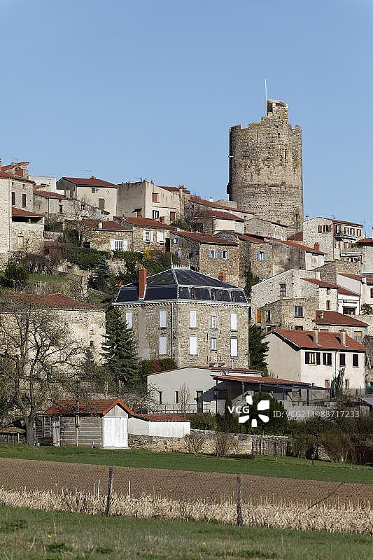 蒙佩鲁村：法国最美村庄，多姆山省阿列河谷图片素材