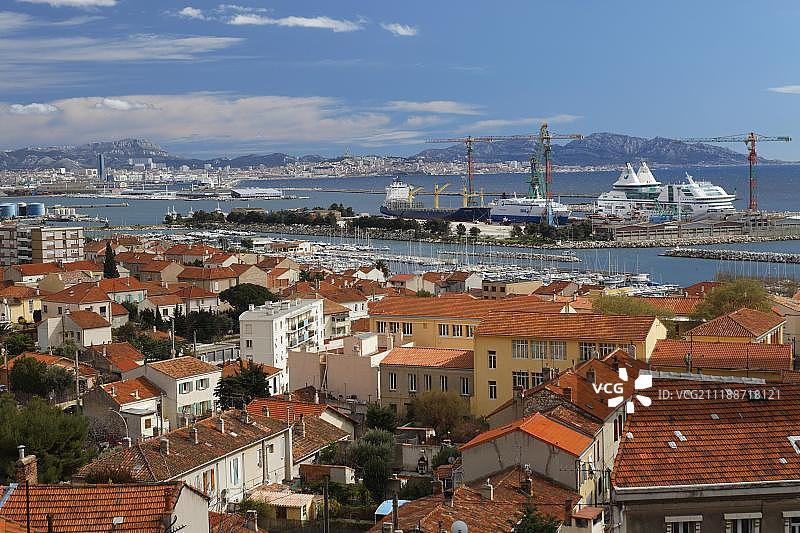 法国普罗旺斯-阿尔卑斯-蓝色海岸马赛的莱斯塔克街区图片素材