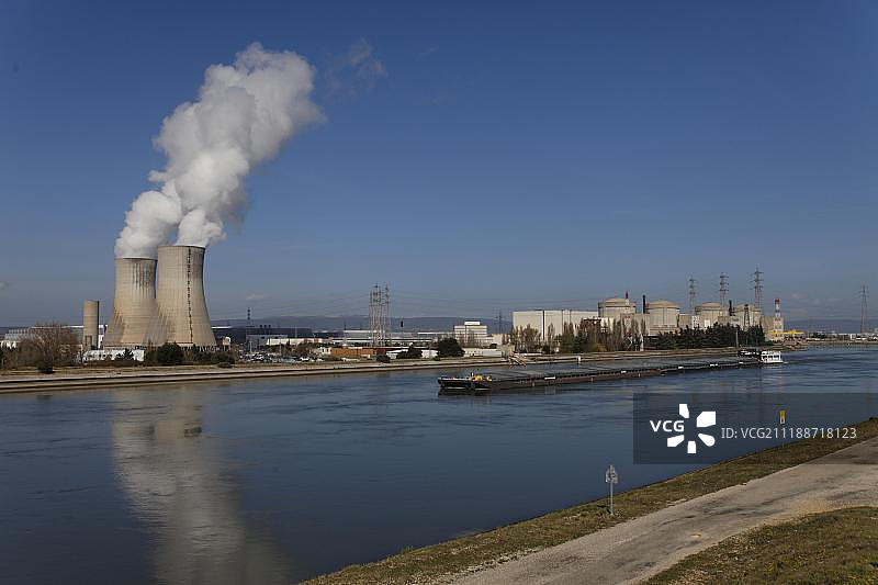 圣保罗-特鲁瓦-沙托，特里卡斯坦工业和核设施，博莱讷工业区，德龙省，法国，欧洲图片素材