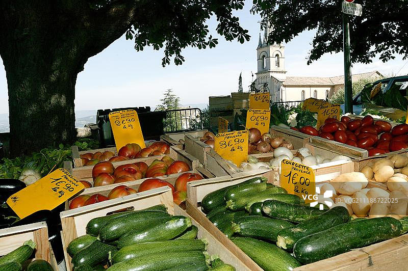博尼约市场，吕贝隆，沃克吕兹，法国，欧洲图片素材