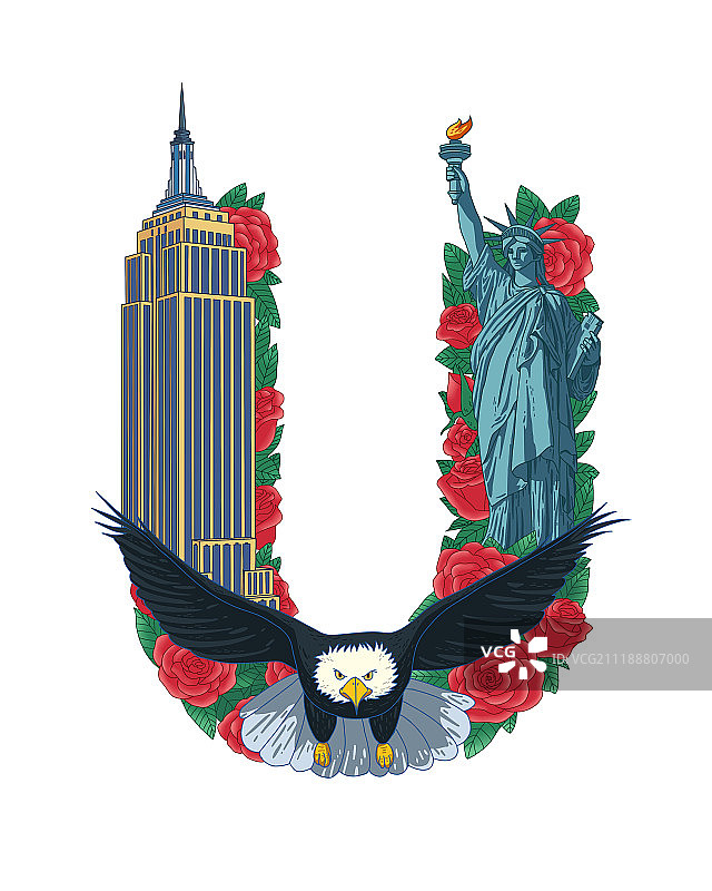 U形状的美国元素图片素材