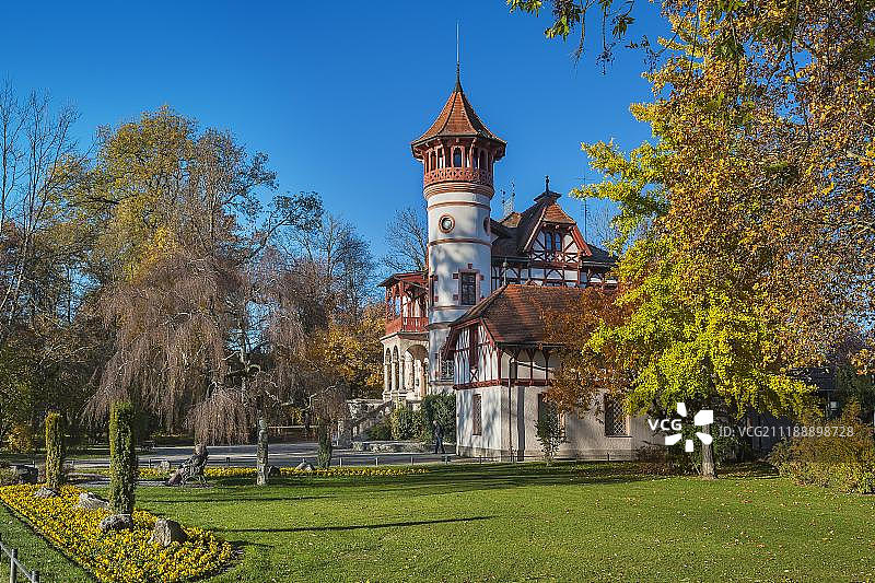 德国画家舒尔曼的库尔公园城堡画作图片素材