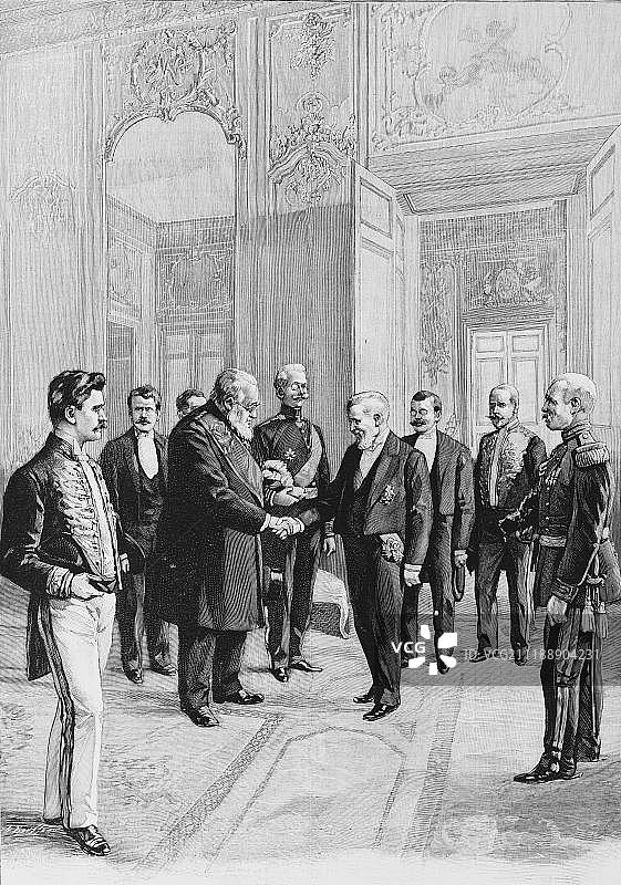 1900年12月1日，法国总统卢贝会见来访的南非总统克鲁格，《法国画报》周刊图片素材
