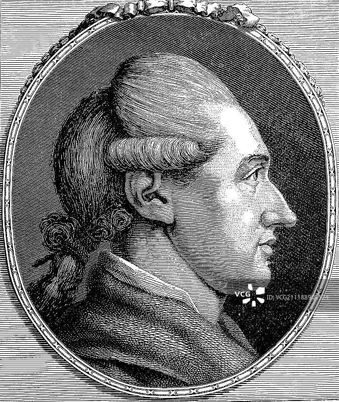 约翰·沃尔夫冈·冯·歌德：德国诗人与自然学者（1749-1832），木刻版画图片素材