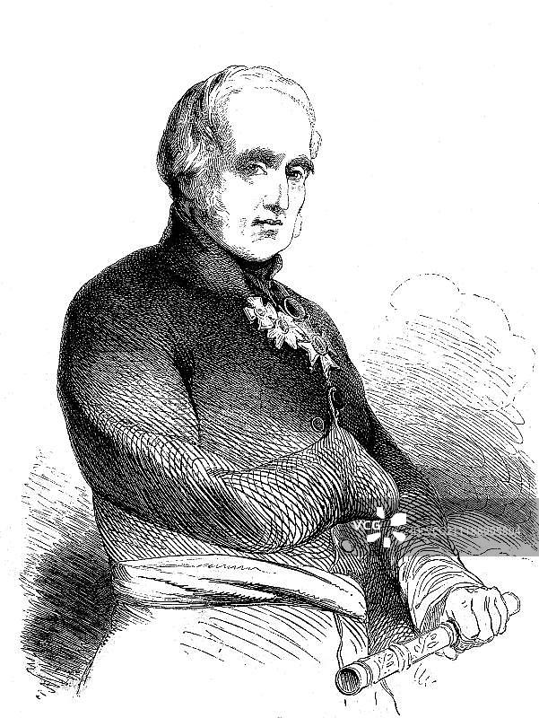 陆军军官菲茨罗伊·詹姆斯·亨利·萨默塞特元帅（第一代拉格伦男爵）木刻版画图片素材