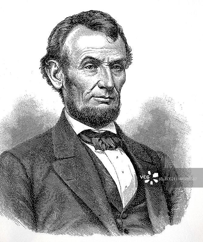 亚伯拉罕·林肯木刻版画图片素材