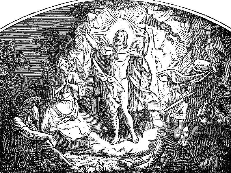 耶稣基督的复活（1880年，丹麦木刻版画）图片素材