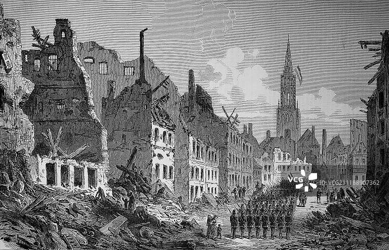 斯特拉斯堡的石路，法德战争时期图片素材