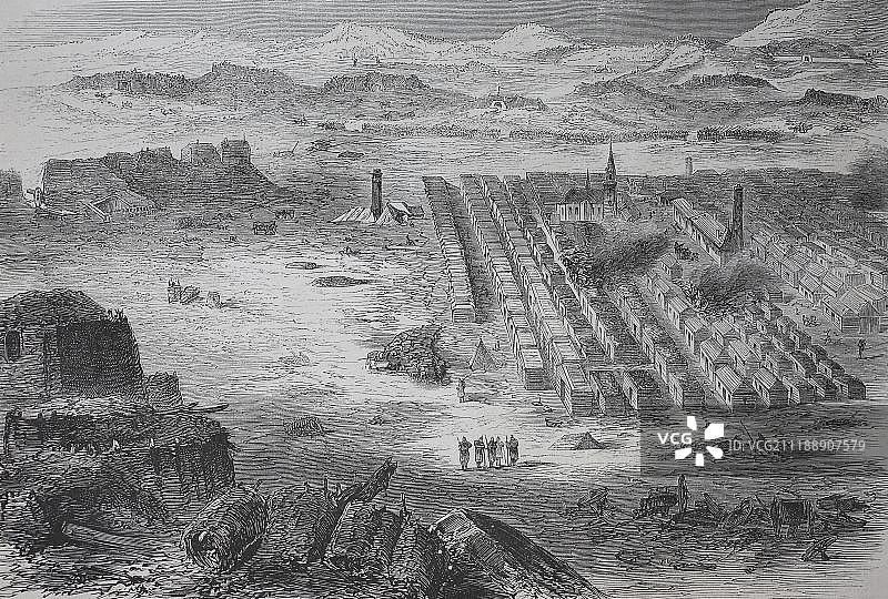 法德战争期间法国勒芒的孔利营地景色，1870/1871年图片素材