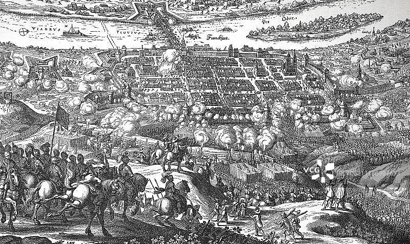 三十年战争：1631年3月27日至4月3日阿道夫·古斯塔夫围攻奥德河畔法兰克福图片素材