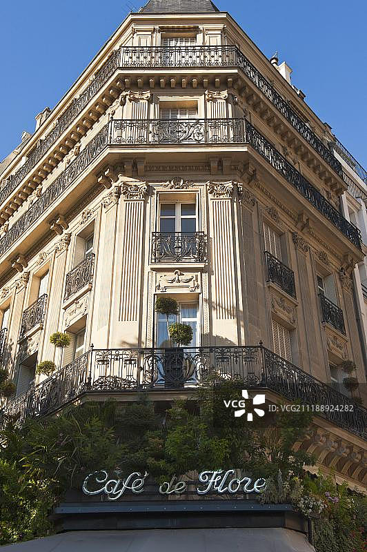 花神咖啡馆，法国巴黎圣日耳曼区图片素材