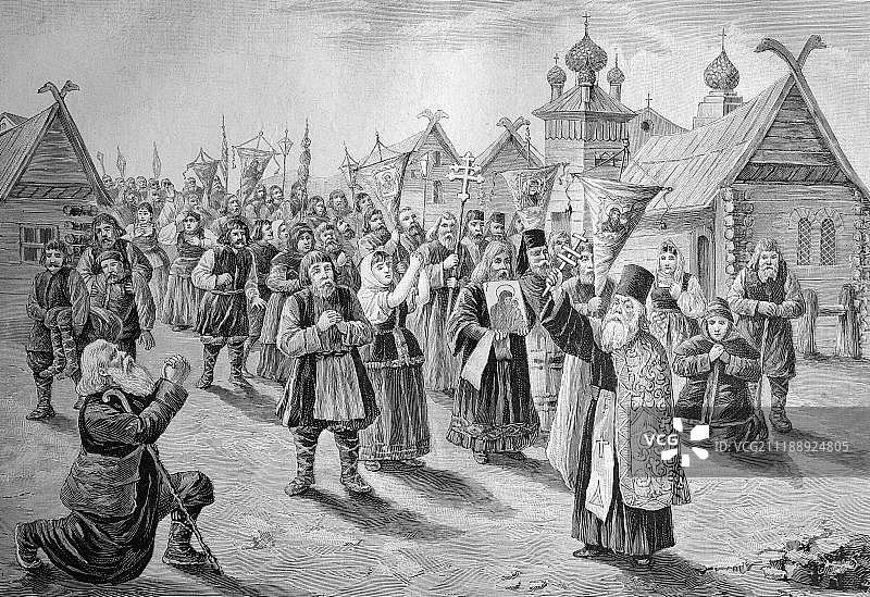 1893年俄国霍乱游行历史插图图片素材