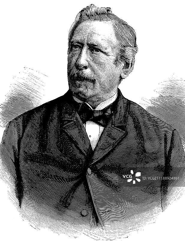 瑞士总统卡尔·申克（1823-1895），约1893年的历史插图图片素材