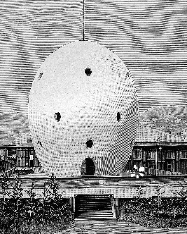 约1893年，意大利热那亚哥伦布展览上的哥伦布彩蛋历史插图图片素材