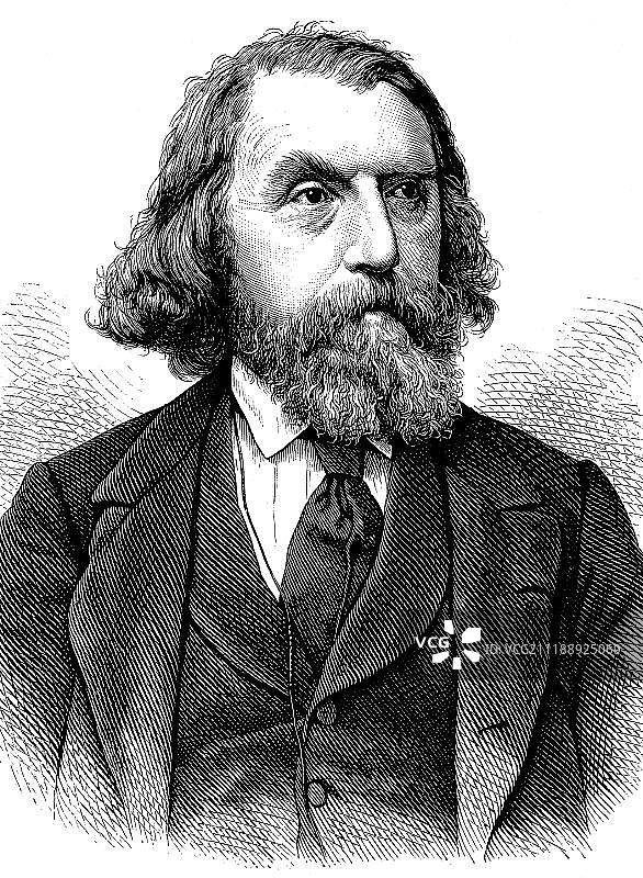 卡尔·格德克，1814-1887年，德国作家和目录学家，约1886年的历史插图图片素材