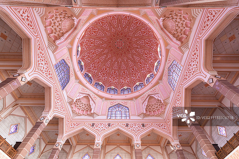 马来西亚布城:粉红清真寺(Putra Mosque),内部图片素材