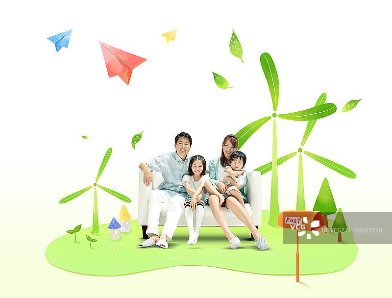 大自然中的家庭图片素材