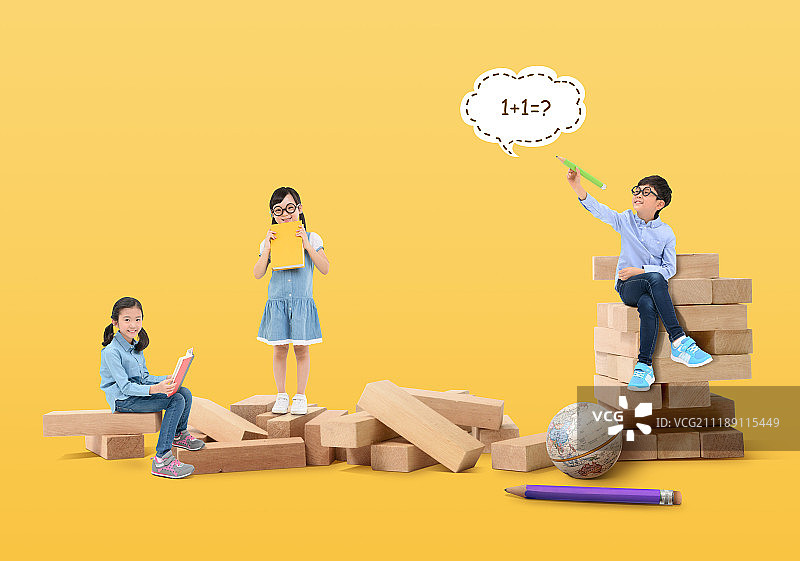 孩子们学习数学图片素材