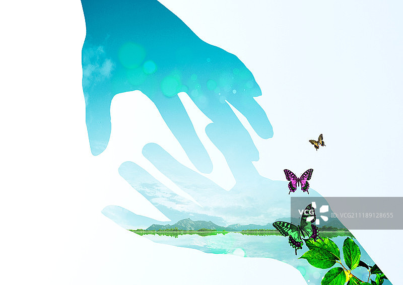 环境、手、剪影图片素材