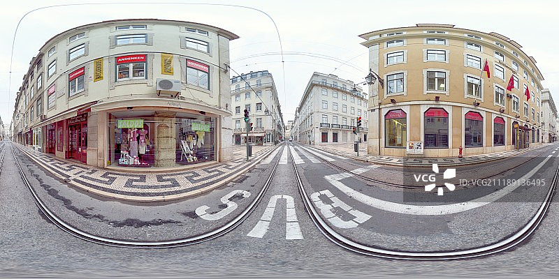葡萄牙里斯本有轨电车街道360度HDRI图片素材