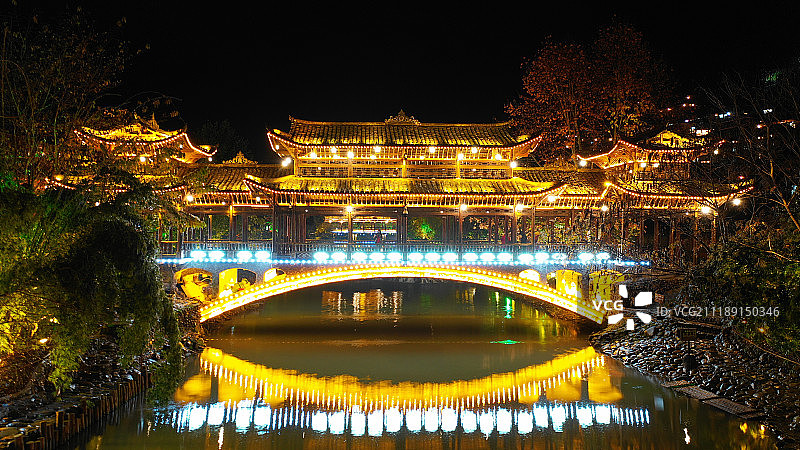 贵州省西江镇千户苗寨景风雨桥图片素材